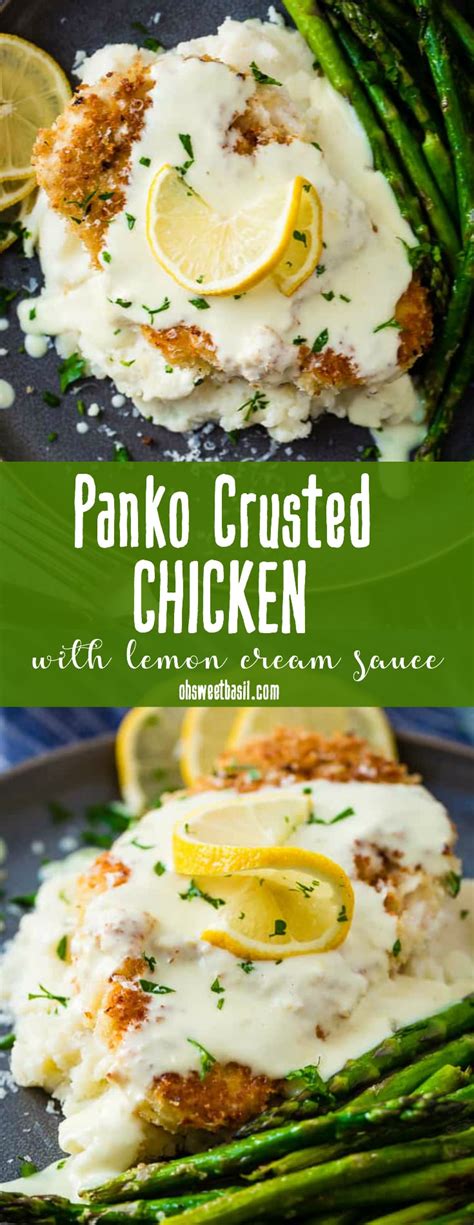 The classic recipe is topped with a homemade marinara. Panko Chicken with Lemon Cream Sauce (So Easy!) - Oh Sweet ...