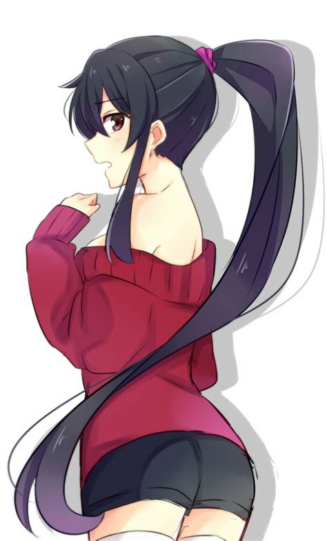 Black Hair Anime Girl With Ponytail