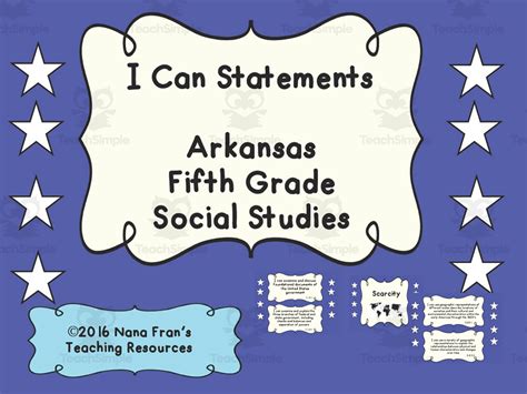 I Can Statement Anchor Charts 5th Grade Social Studies Arkansas
