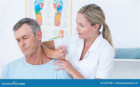 Doctor Stretching Her Patient Neck Stock Image Image Of Alternative