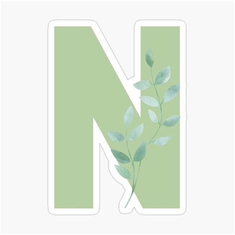 The Letter N Sage Green Decorative Lettering Sticker For Sale By