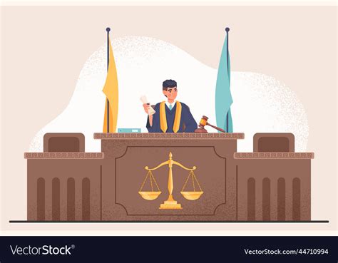 Judge In Courtroom Royalty Free Vector Image Vectorstock