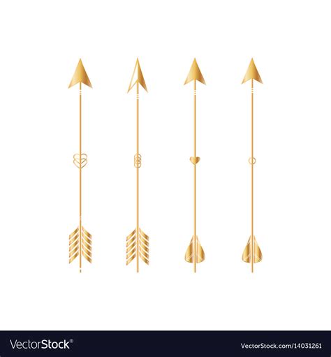 Gold Arrows Isolated On White Background Vector Image