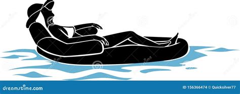 Woman On Pool Lounging Silhouette Vector Illustration 156366474