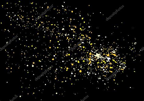 Gold Glitter Explosion On Black Background Made Of Spray Paint — Stock