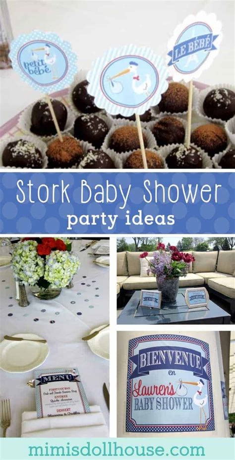 Clever Classic Stork Baby Shower Ideas Mimis Dollhouse