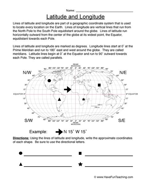 Latitude And Longitude Printable Worksheets Lines Of Latitude And