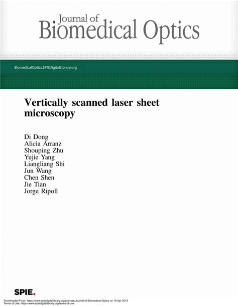 Pdf Vertically Scanned Laser Sheet Microscopy