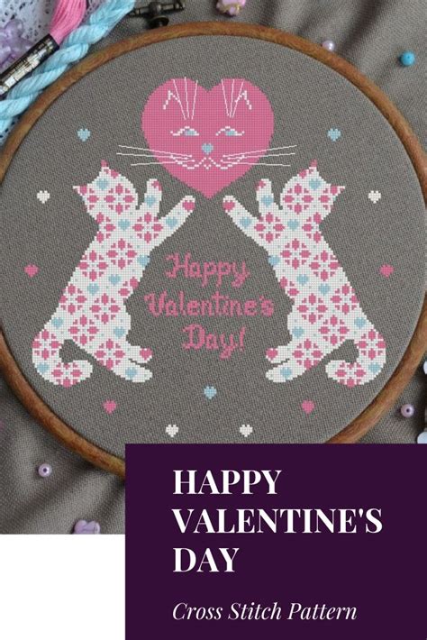 happy valentine s day cross stitch pattern digital cross etsy cross