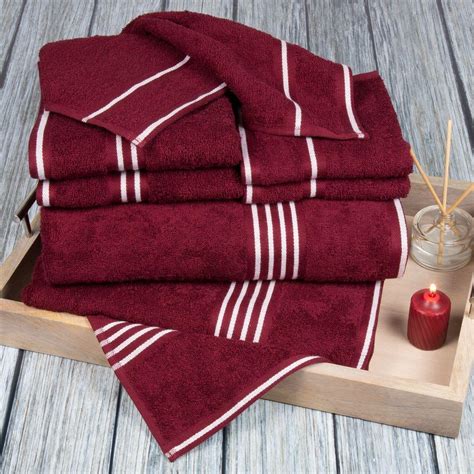 Lavish Home 6 Piece Red Solid Cotton Bath Towel Set 67 0017 Bur The