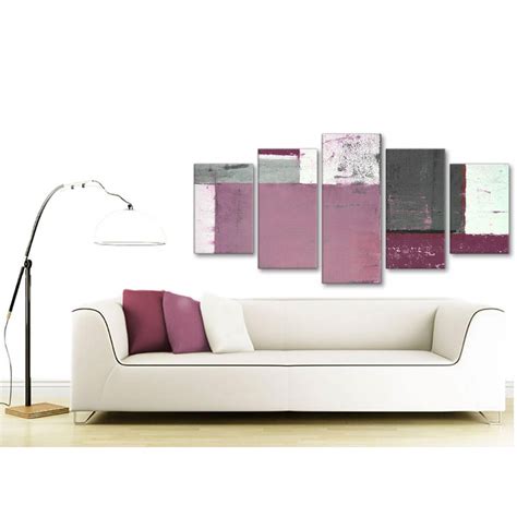 Plum Grey Abstract Painting Canvas Wall Art