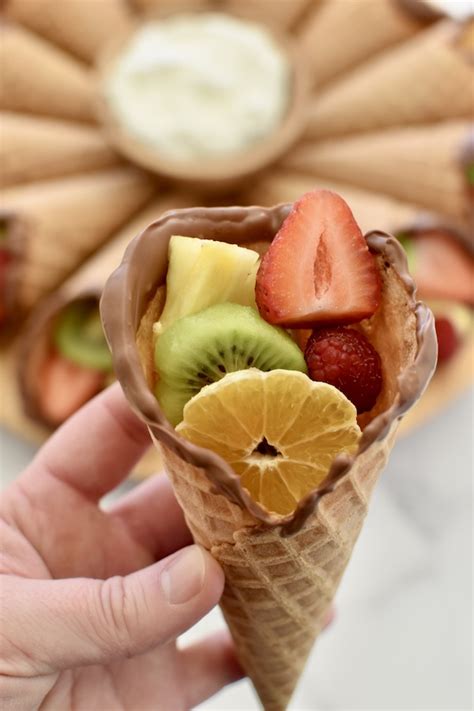 Chocolate Dipped Fruit Filled Cones Nobiggie