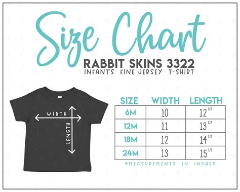Rabbit Skins 3322 Infants Fine Jersey T Shirt Size Chart Etsy