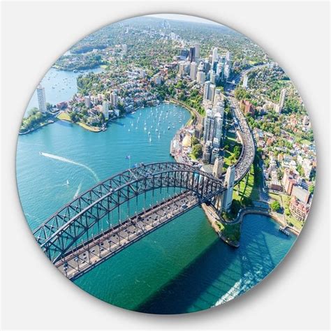 Shop Designart Sydney Aerial View Cityscape Photography Round Wall