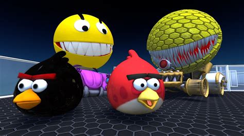 Pacman With Angry Birds Vs A Deaf Pacman Monster In A Wonderful