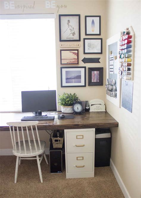 We attached it to the cabinets using some long screws through the sides. DIY File Cabinet Desk Tutorial - Over the Big Moon