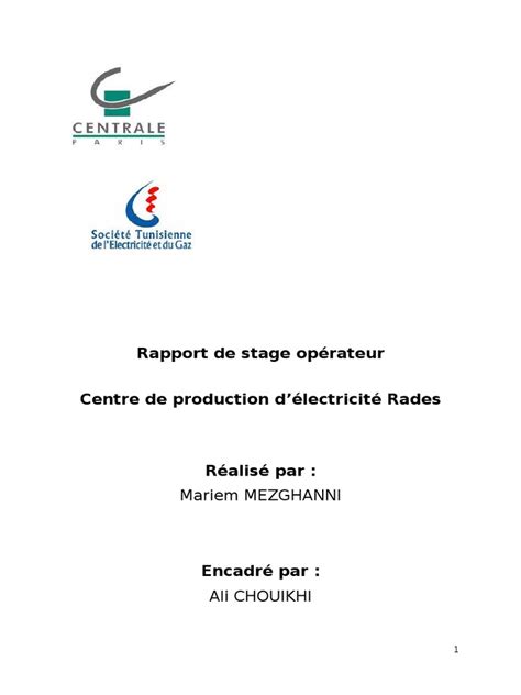Rapport De Stage Pdf Chaudière Turbine