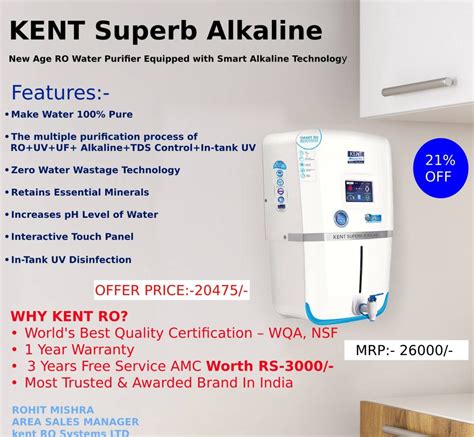 Reverse Osmosis Ro Kent Superb Alkaline Water Purifier For Home