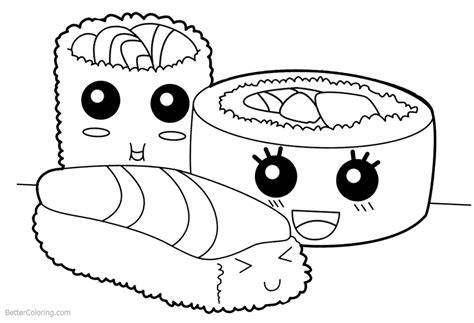 Sign up to get instant access to your free kawaii food coloring template printable download Cute Food Coloring Pages Sushi - Free Printable Coloring Pages