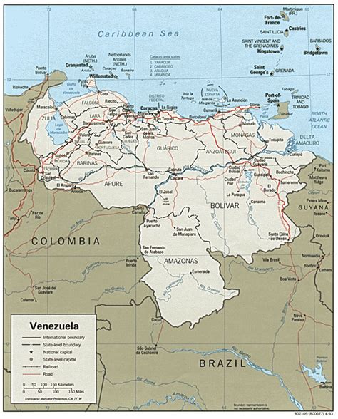 large detailed administrative and political map of venezuela with roads and cities venezuela