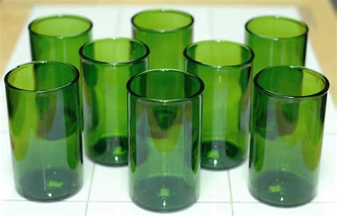 Yava Glass Recycled Green Wine Bottle Glasses Set Of 8
