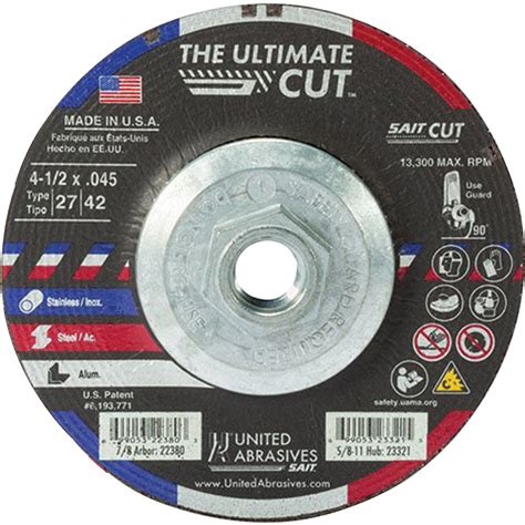 United Abrasives Sait 4 12 X 045 X 78 Type 2742 The Ultimate