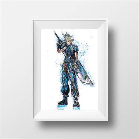Watercolor Painting Final Fantasy Cloud Strife Instant Download