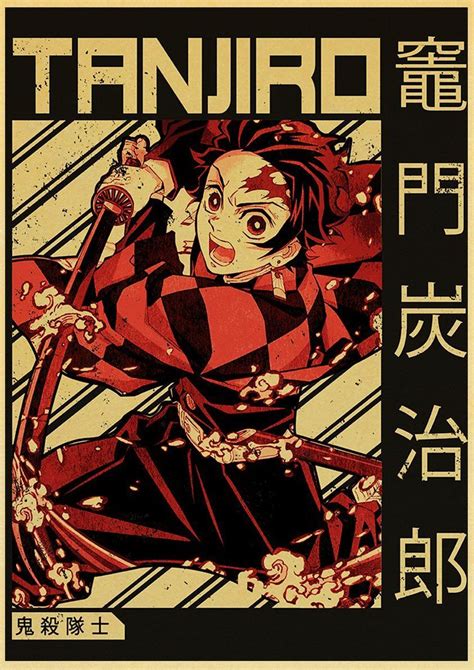 Vintage Kimetsu No Yaiba Anime Poster Kraft Paper Prints Demon Slayer