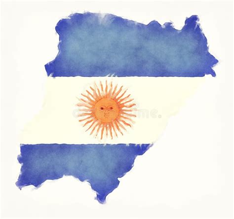 Mapa De La Acuarela De Corrientes Con La Bandera Nacional Argentina En