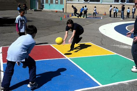 Four Square Colors Playground Painting Playground Games Outdoor