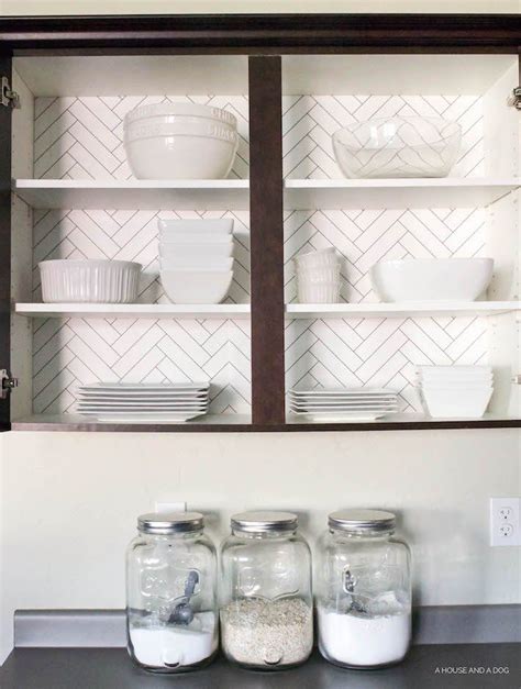 Kitchen Cabinet Wallpaper And Upgrading Builder Cabinets Designedsimple