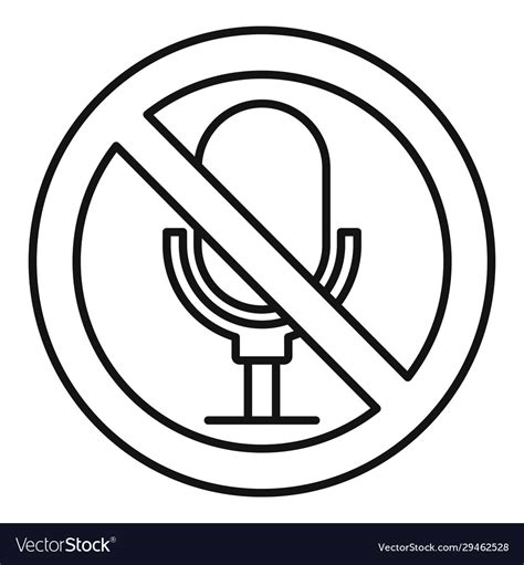 No Microphone Icon Outline Style Royalty Free Vector Image