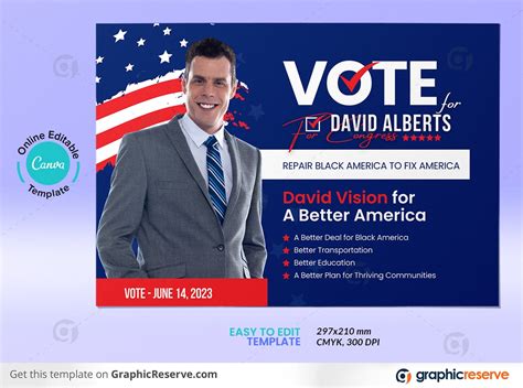 Election Campaign Political Flyer Canva Template Graphic Reserve