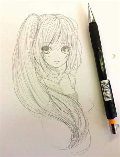 Super Easy Anime Girl Pencil Drawing Paintingtube