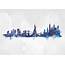 New York City Skyline Art Print Abstract Blue Watercolour On Grey Wash 