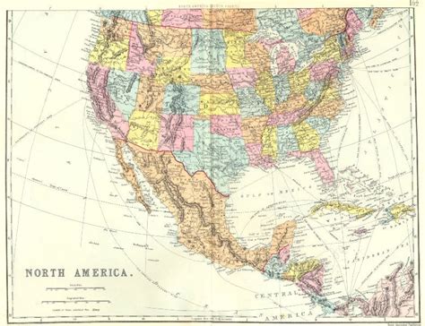 North America United States Canada Mexico Bartholomew 1893 Old