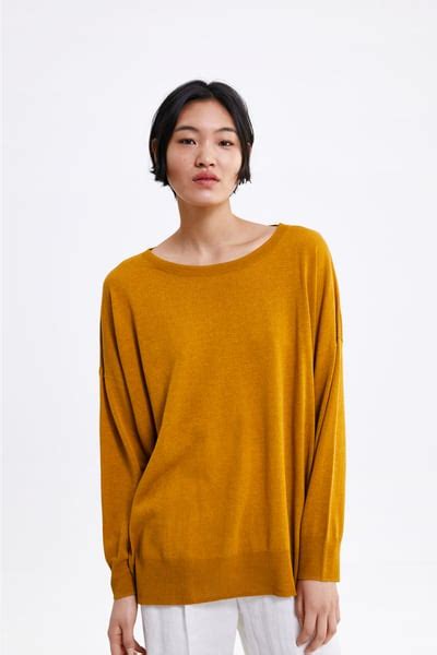 Zara Female Oversized Knit Sweater Mustard S Oversized Knitted Sweaters Knitted