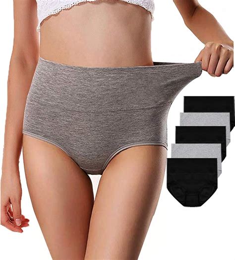 lashapear womens underwear high waist tummy control cotton panties briefs hipster panties 5 pack