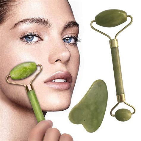 cod 2pcs royal jade nature jade roller anti wrinkle roller whee facial beauty message tool