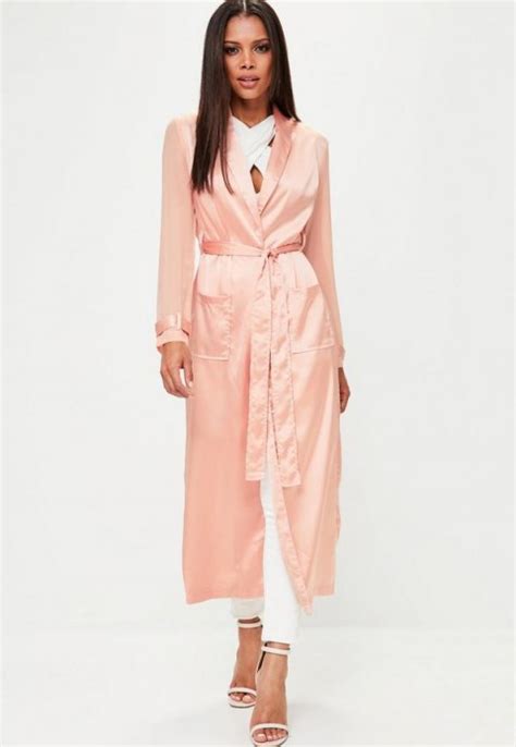 Missguided Pink Chiffon Sleeve Duster Jacket ~ Long Luxe Style Jackets ~ Silky Lightweight Coats