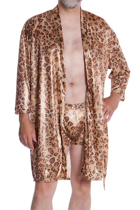 Mens Metallic Foil Short Kimono Robe 3108 Shirleymccoycouture