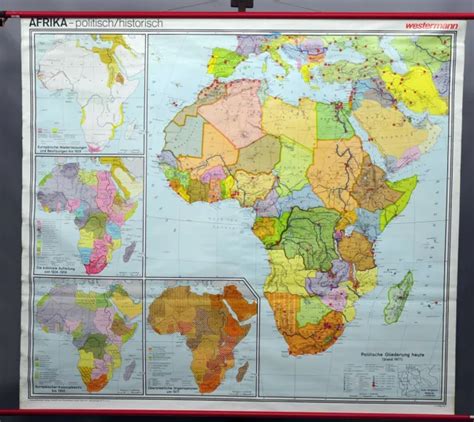 Rollable Mural Map Vintage Wall Chart Poster Africa Historical 112840