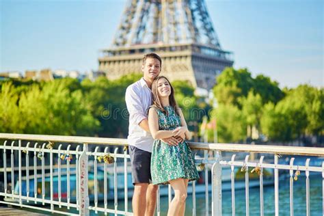 Young Romantic Couple Spending Their Vacation In Paris Stock Image