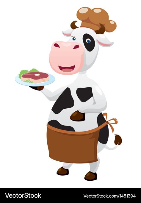Cow Cartoon With Beef Steak Royalty Free Vector Image