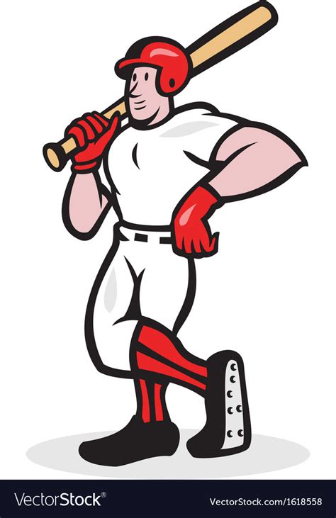 Baseball Hitter Bat Shoulder Cartoon Royalty Free Vector