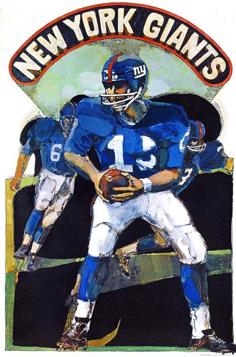 Pro Football Journal Presents Nfl Art New York Giants Poster By T