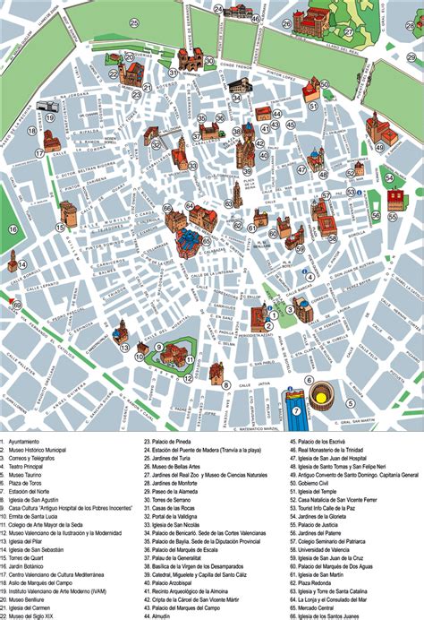 Detailed tourist map of central part of Valencia city in Spain | Vidiani.com | Maps of all ...