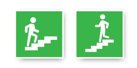Go Up And Down Stairs Icon On Green Background Vector Image