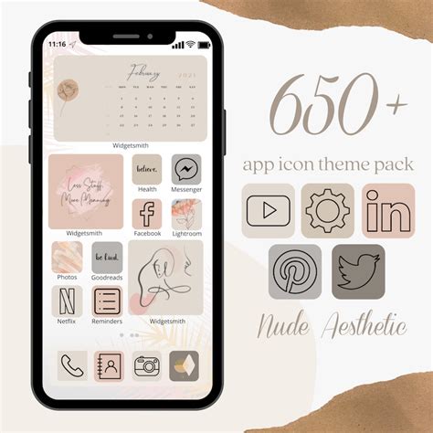 Nude Aesthetic Iphone Ios App Icons Theme Pack Cream Beige Etsy