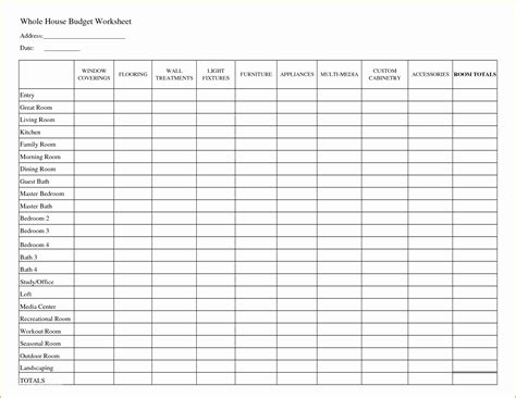 Home Budget Spreadsheet Template Free Of Printable